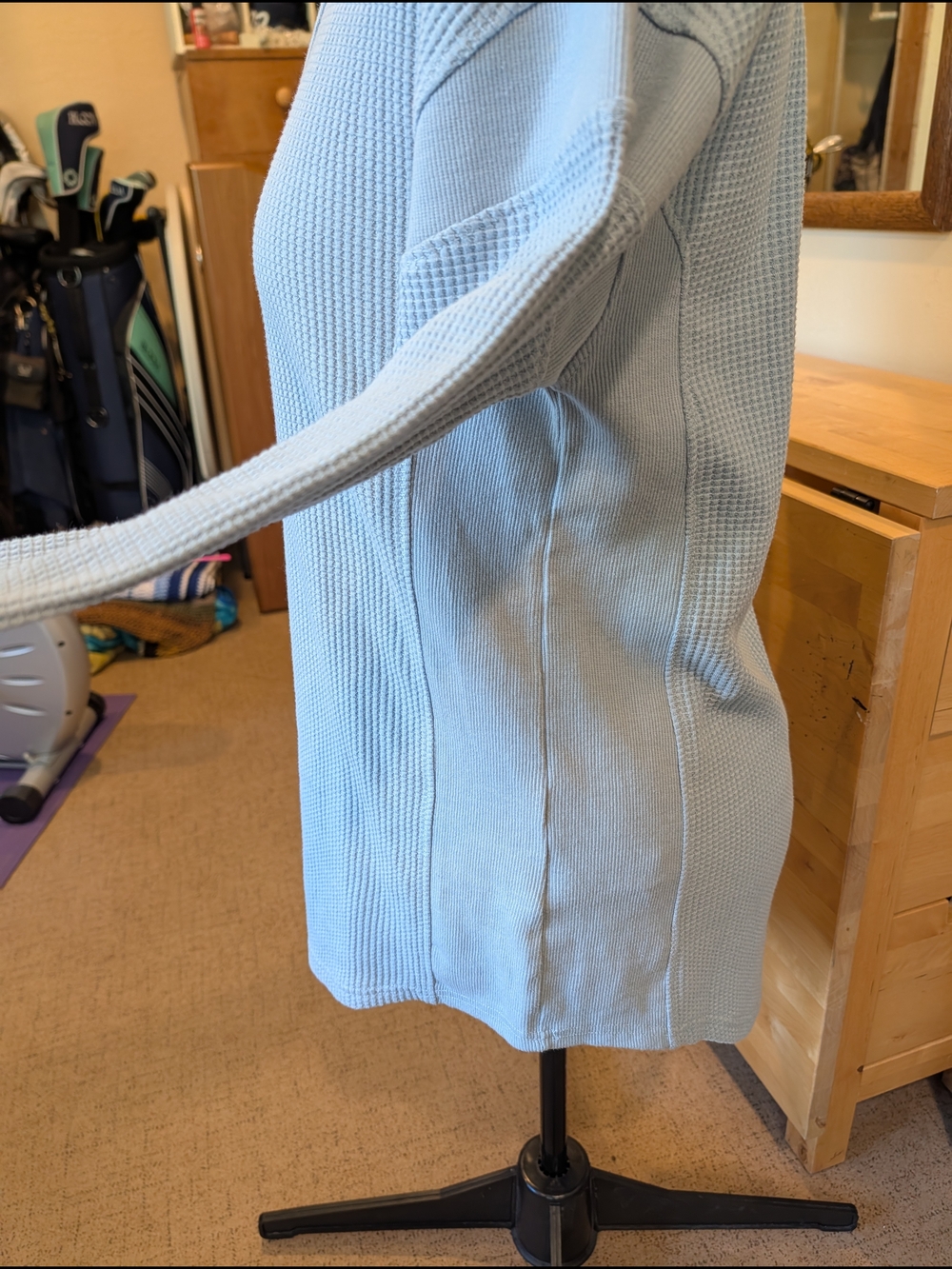 C&C California Pale Blue Waffle V-Neck Long Sleeve Top - Picture 5 of 13